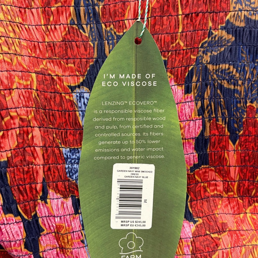 NWT Farm Rio Garden Navy Smocked Mini Dress Size M - Picture 11 of 13